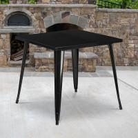 Flash Furniture CH-51040-29-BK-GG 31.75'' Square Black Metal Indoor-Outdoor Table 